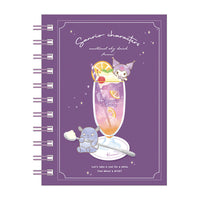 Sanrio "Sky Drink" A6 Ring Notebook - Kuromi
