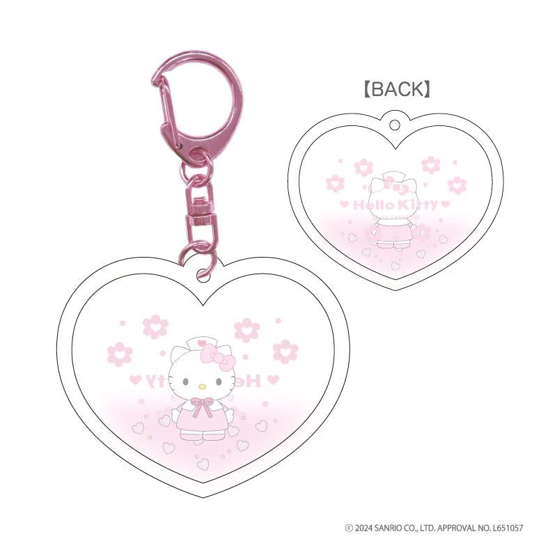 Hello Kitty 90s Heart Shaped Glitter Keychain [Pink Nurse]