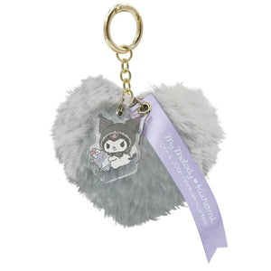 Kuromi 20th Anniversary Fur Heart Keychain [Grey]