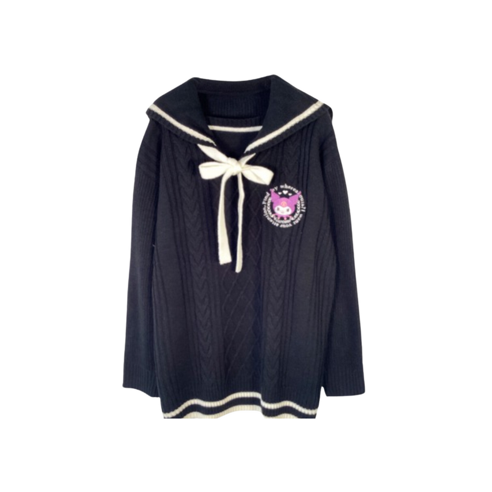 Kuromi Knitted Tie Sweater