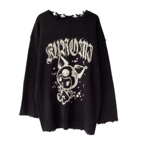 Kuromi Distress Sweater [Black]