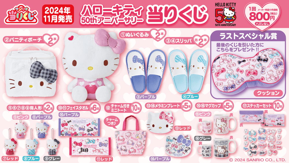 Hello Kitty 50th Anniversary 2024 Kuji Tickets!