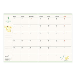 Pokemon Monthly Planner B6 Book 2025 [Pikachu]