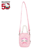 Hello Kitty 50th Anniversary Pink Quilted Window Pouch Bag
